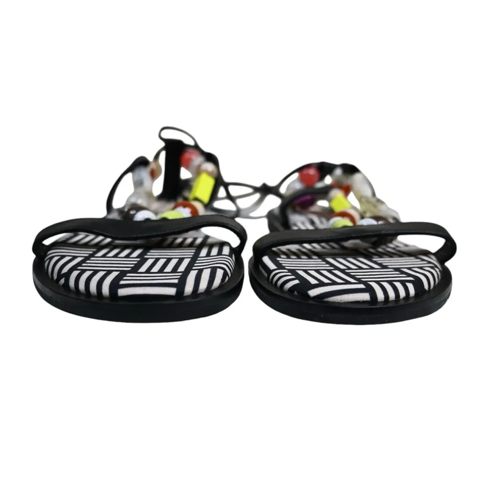 Antonio Melani Womens 6.5 Loola Beaded Leather Gladiator Sandal in Black - Image 3