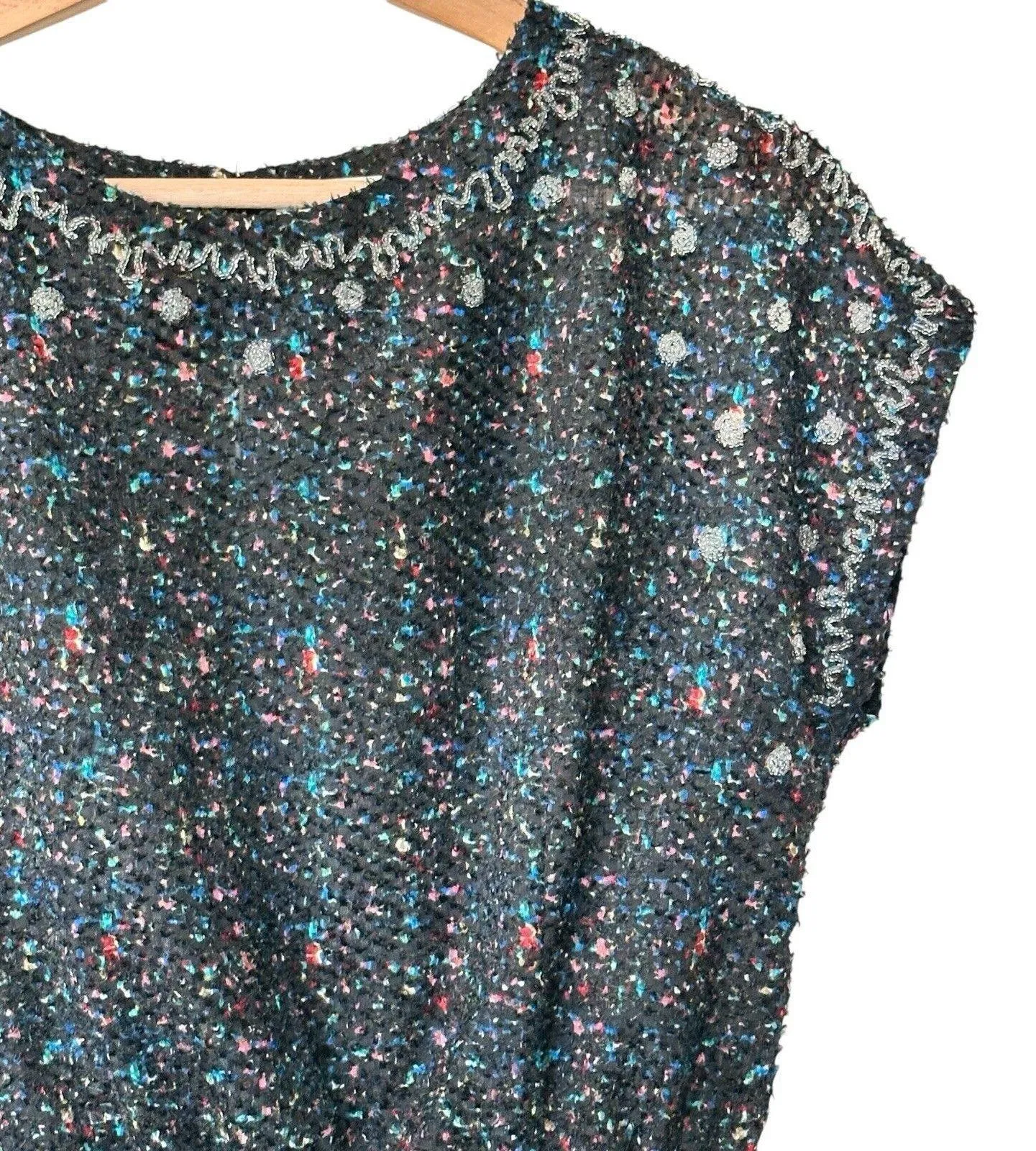 Anthropologie Isani XS Saturnalia Beaded Peplum Top Blouse Black - Image 10