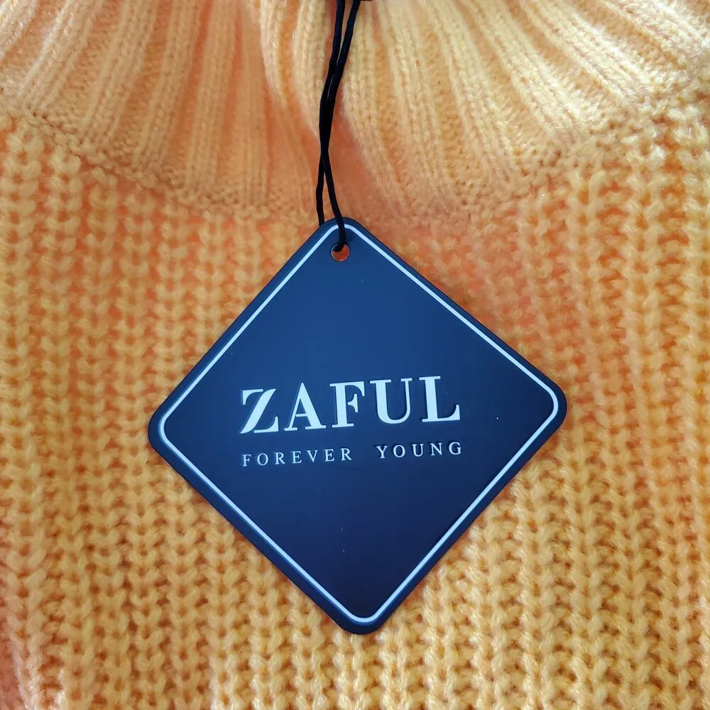 Zaful Women's Yellow Crop Turtleneck Knit Sweater Size S - Image 7