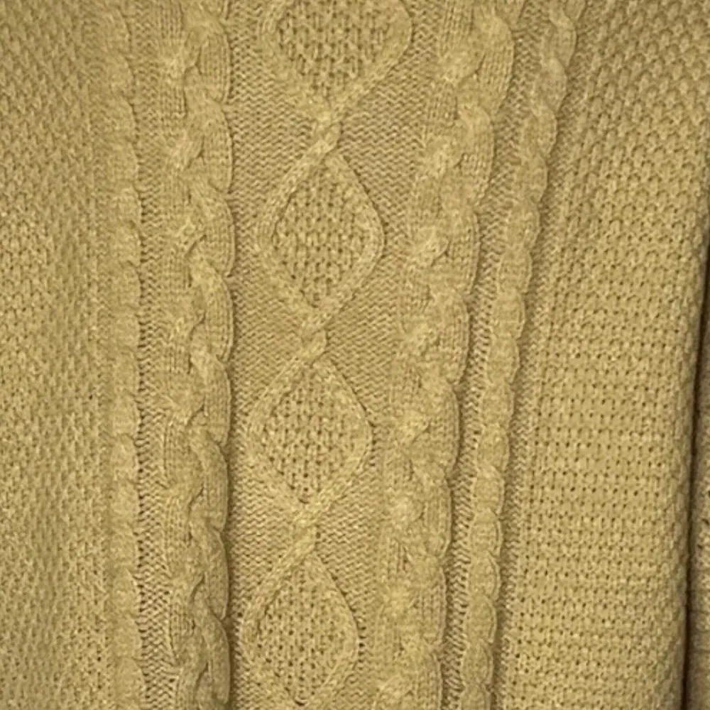 Sanctuary Women's Cable Knit Sweater Tan Crewneck Long Sleeve Cropped Size Large - Image 6