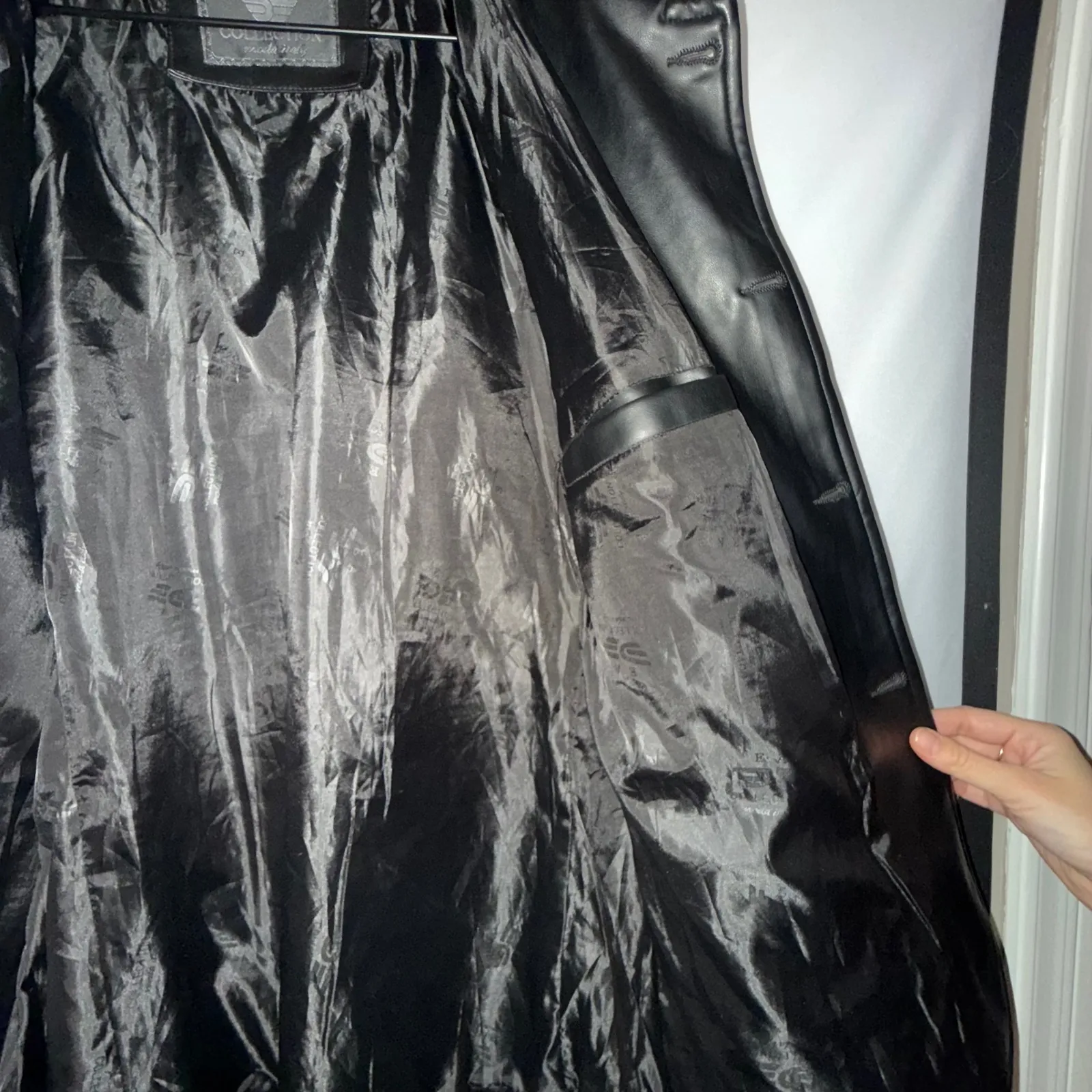 Dark Academia EA Collection Moda Italy Black Leather Jacket Womens Mob Wife XL - Image 7