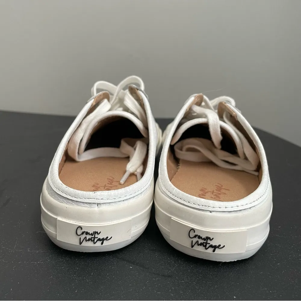 Crown Vintage Floraine Mule Slip On Sneaker Women's Size 7 M, White Leather - Image 6