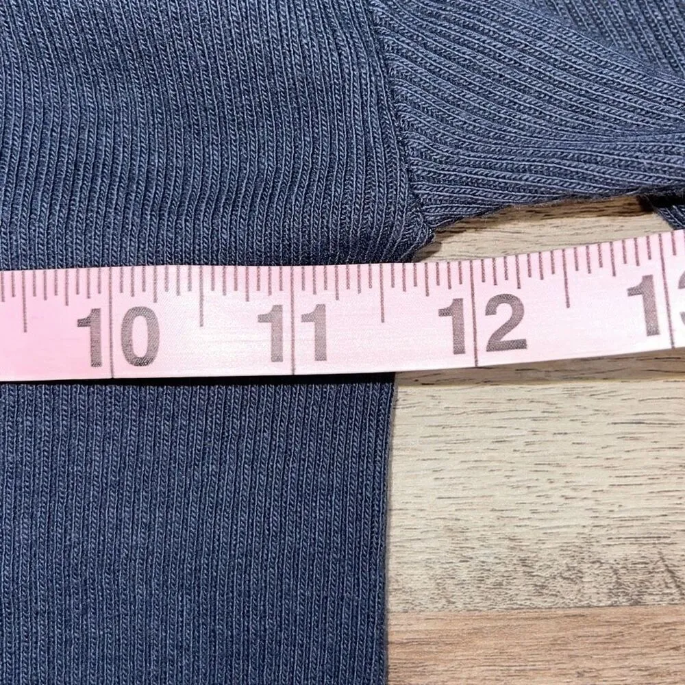 Sugar Products Womens Ribbed Half Button Long Sleeve Knit Top‎ Navy Size XSmall Blue - Image 6