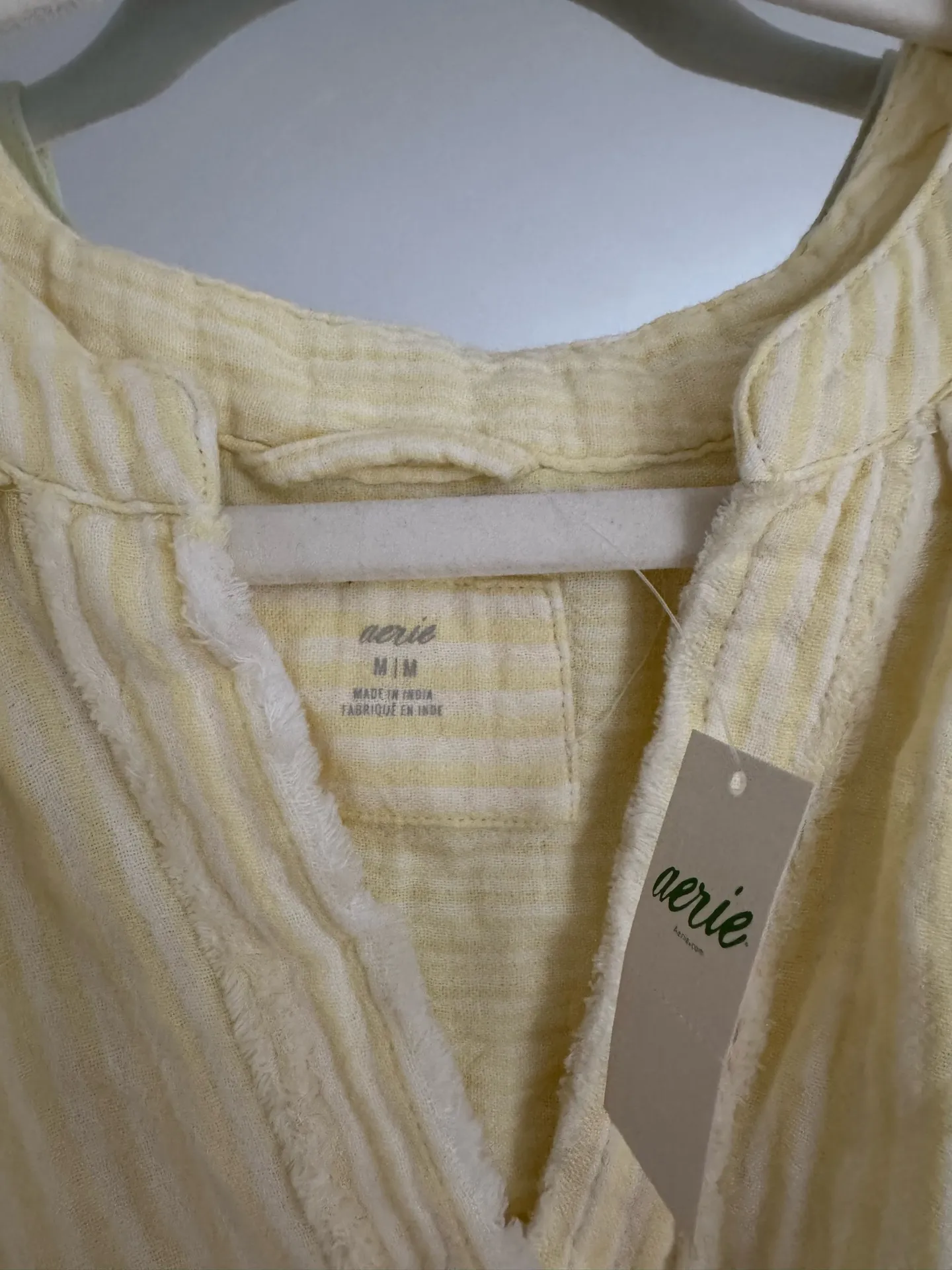 Aerie Yellow and White Striped Button Down Tunic - Image 3