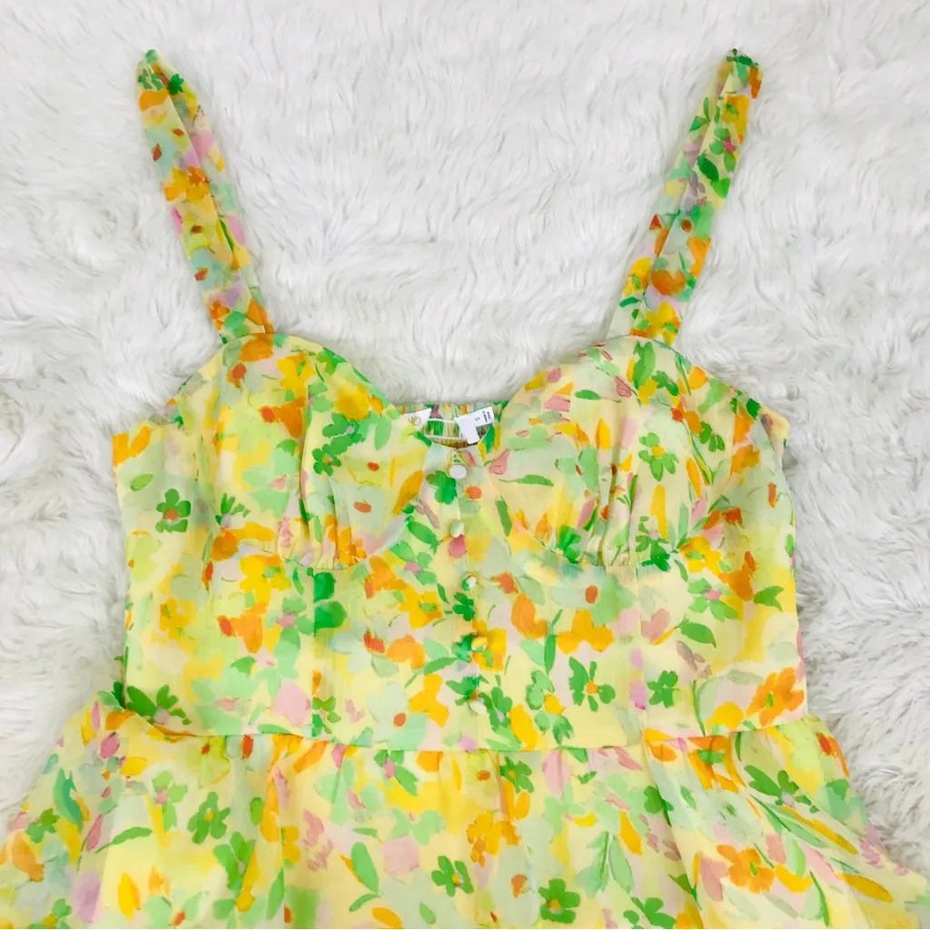 ASTR the Label Midsummer Floral Tiered Maxi Dress Yellow Green Chiffon Small New - Image 5