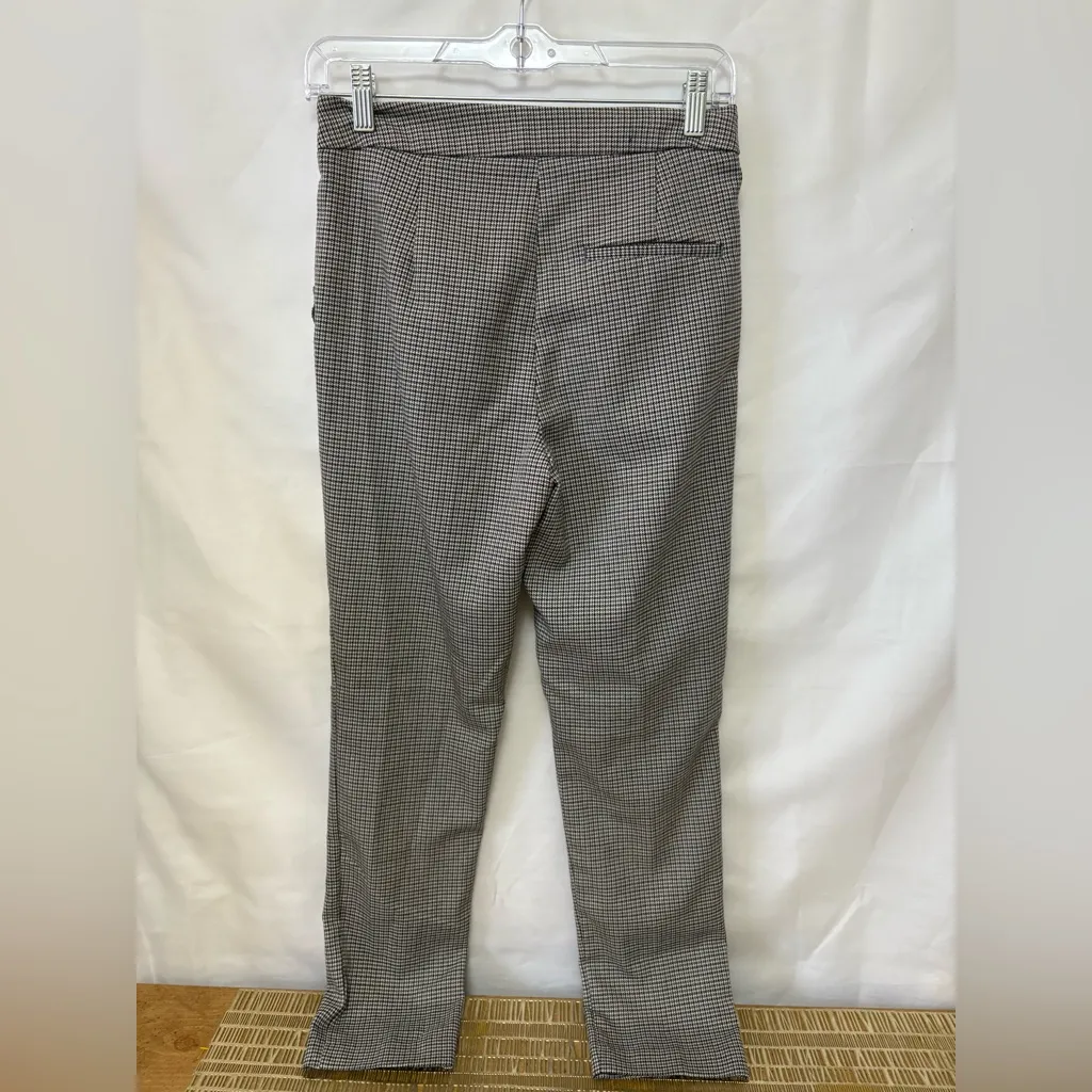 ZARA  Basic Houndstooth Black White Pants Ruffle Pockets‎ Size Small - Image 6