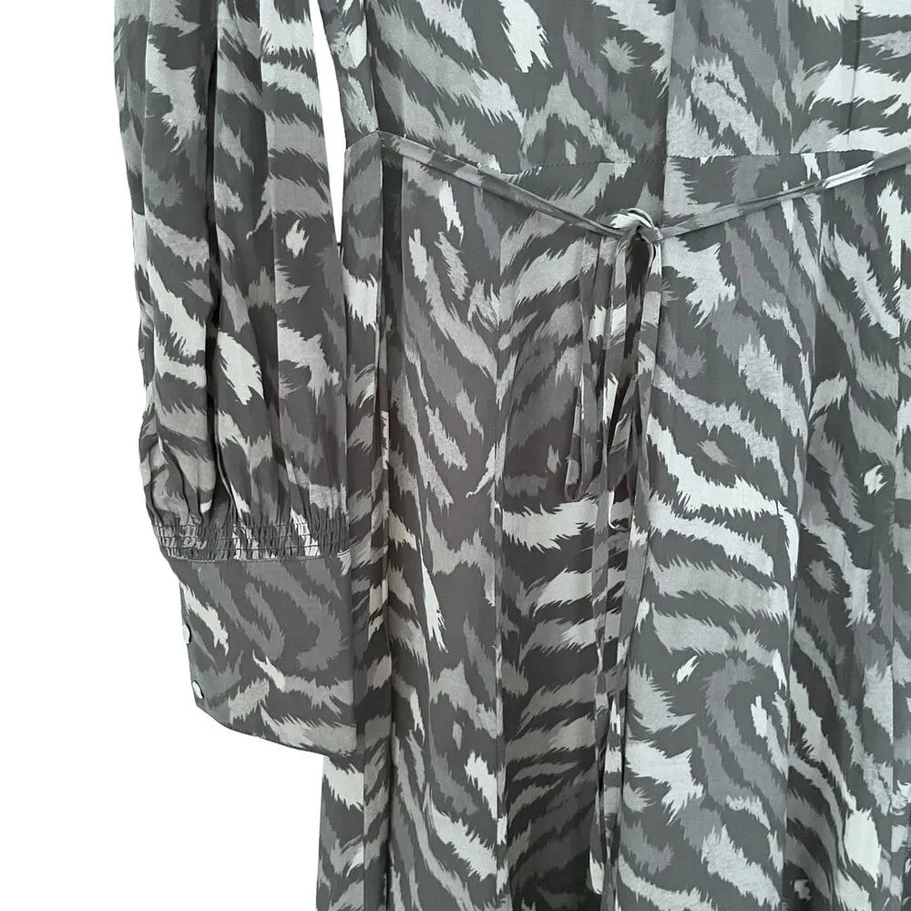 All Saints Fayre Remix Animal Printed Long Sleeve Black Handkerchief Midi Dress - Image 5