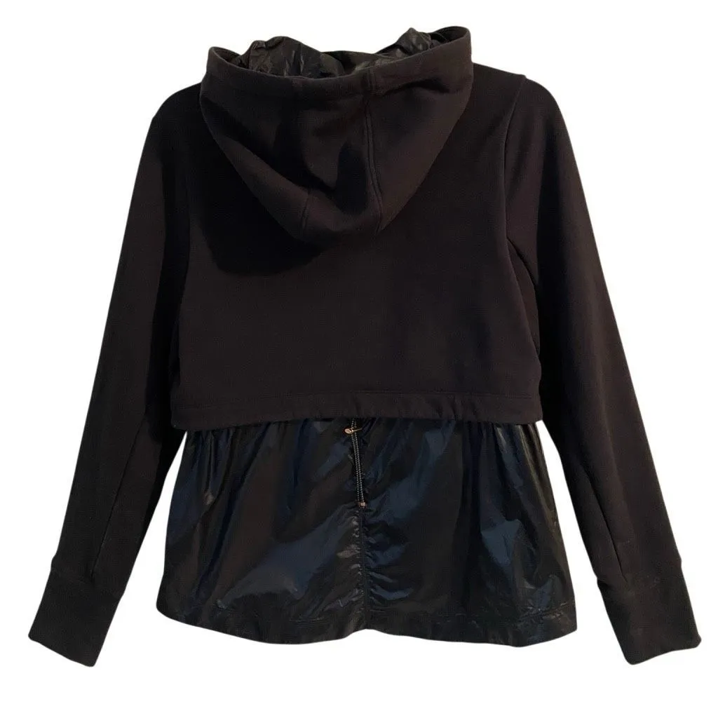 Athleta Windy Point Hoodie Women’s S Black Nylon Bottom Gold Toggles - Image 4