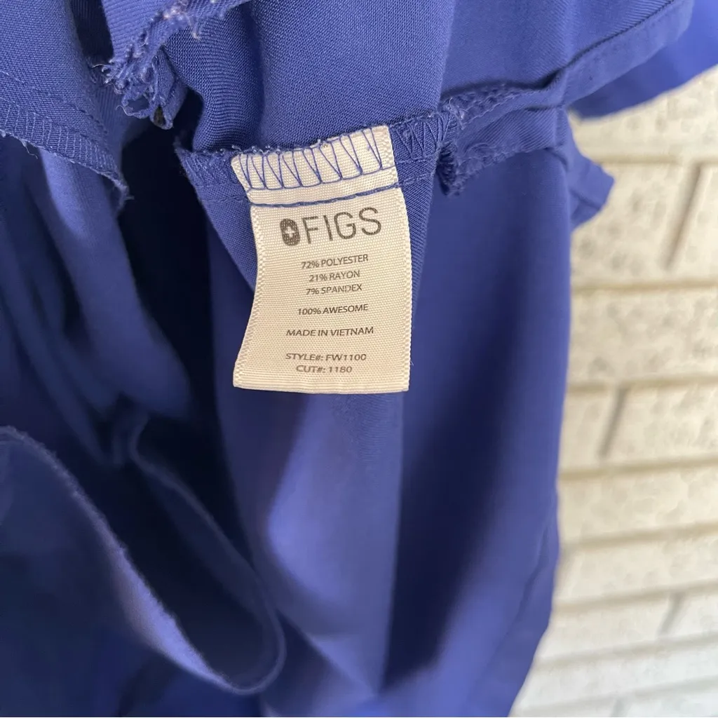 Figs Casma Three-Pocket Scrub Top Deep Royal Blue Size XS - Image 7