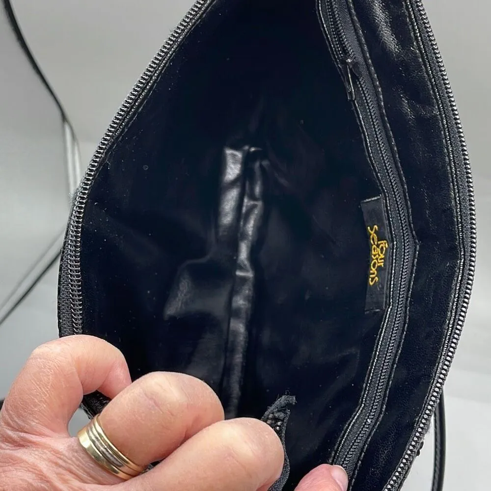 Vintage Four Seasons reptile skin cross body bag. Black - Image 4