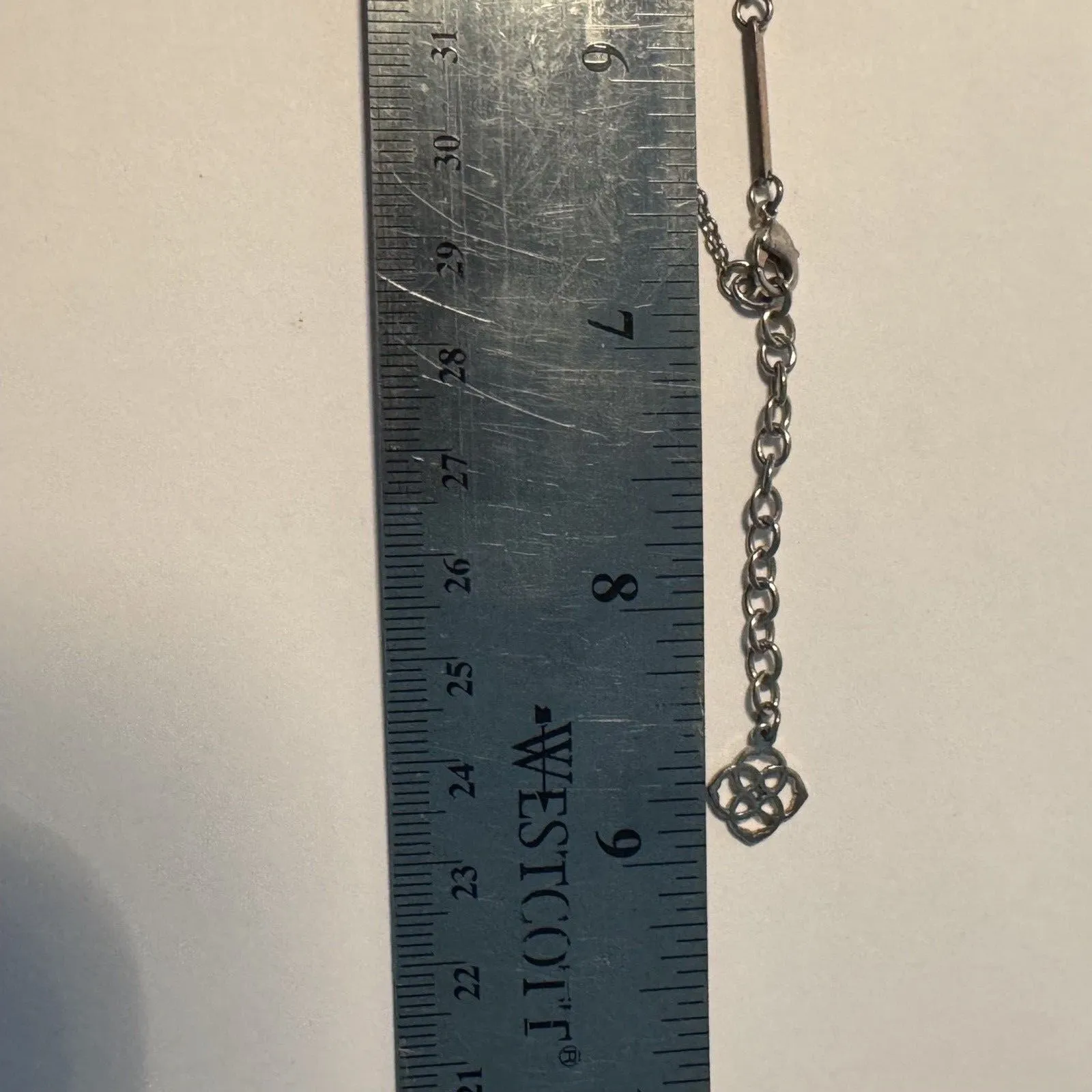 Kendra Scott Eliza Necklace White Druzy Pendant Silver Tone Choker - Image 7