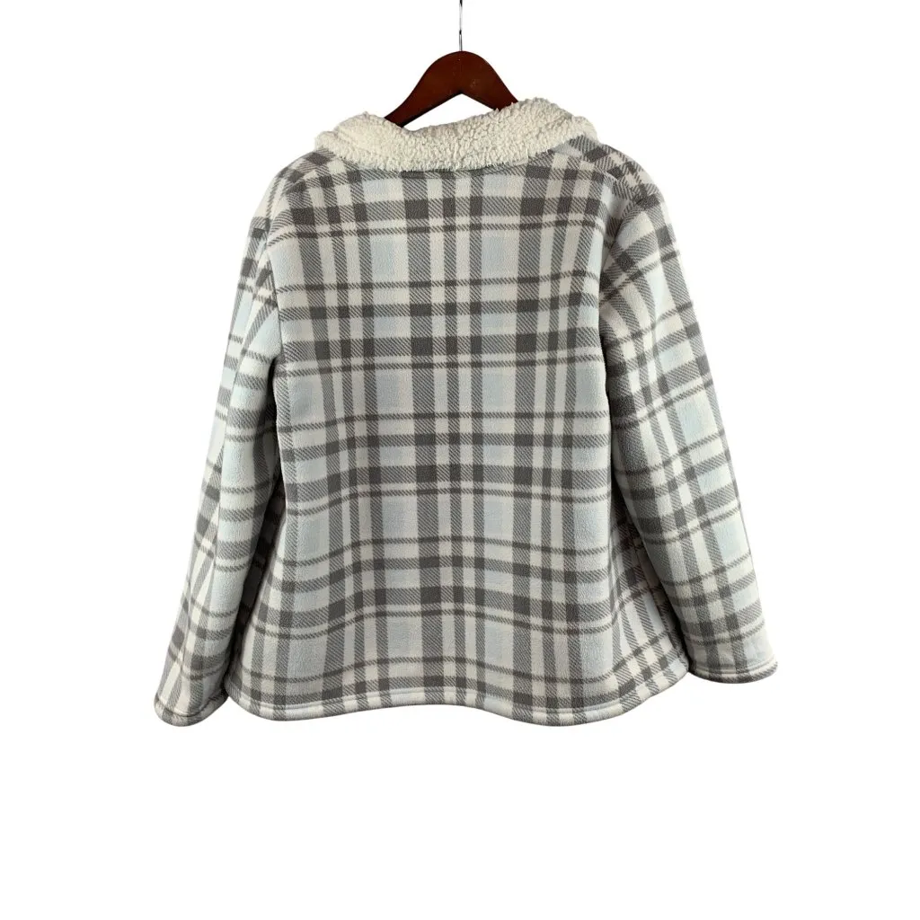 Croft & Barrow Womens Plaid Sherpa Jacket PL - Image 6