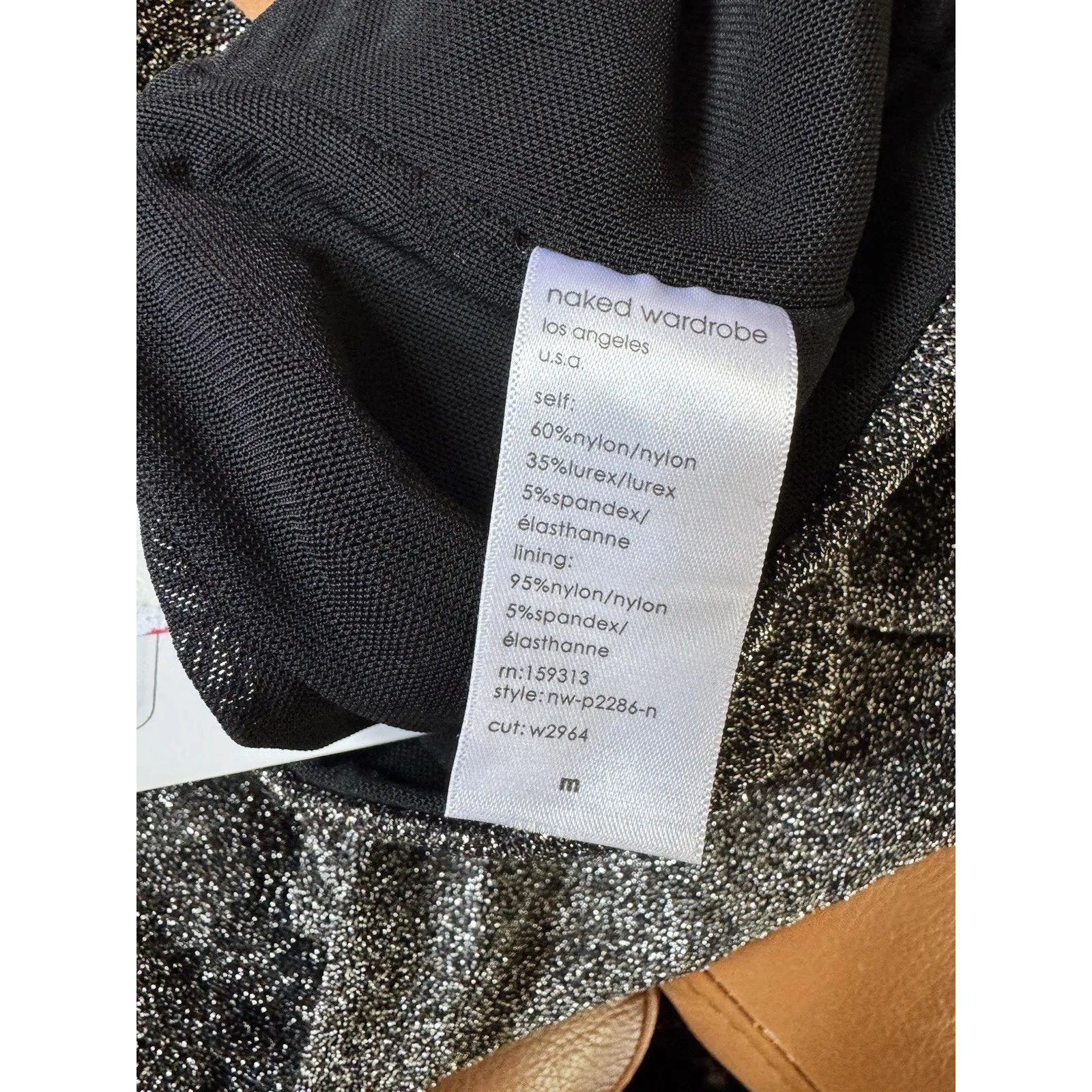 NWT Naked Wardrobe Shimmer Metallic Straight Leg Pull On Pants Gunmetal Medium - Image 8