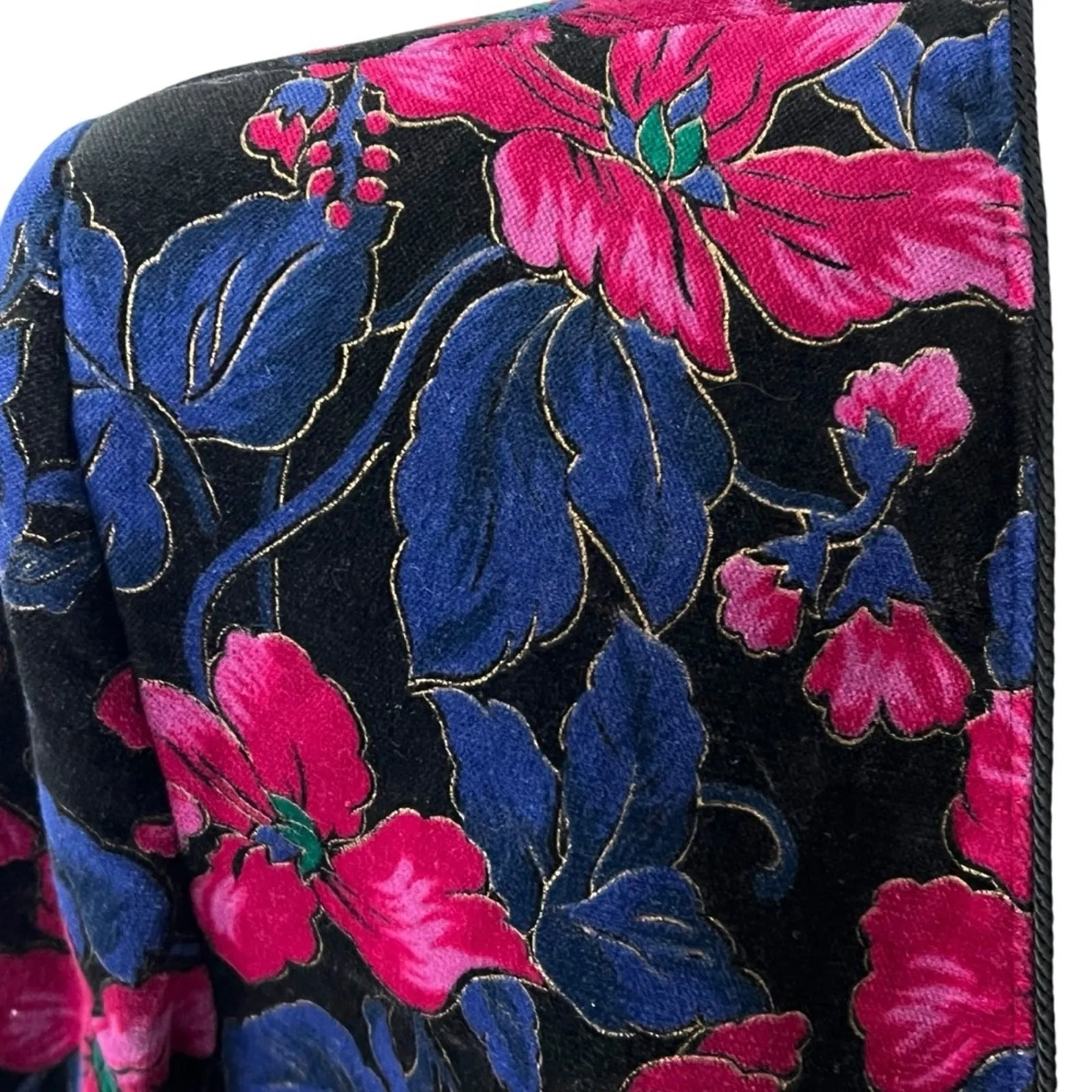 Vintage Blazer Jacket XL L Velvet Retro 14 80s Art To Wear Coat Formal Statement Black - Image 8