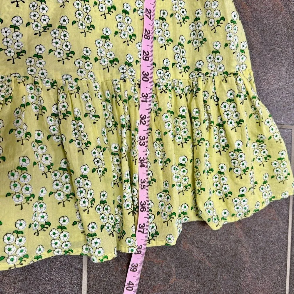 Banjanan Tie Waist Sleeveless Ruffled Floral Mini Dress Yellow Medium M - Image 12