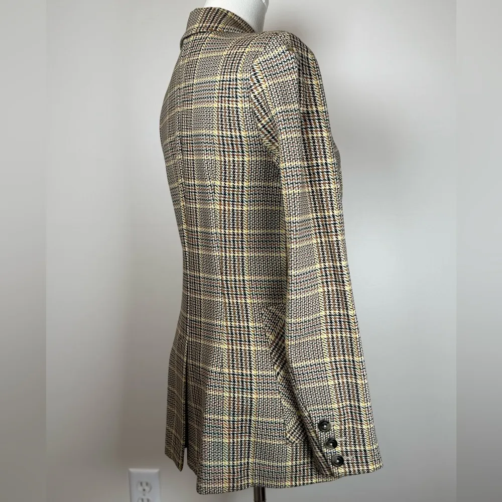 CAbi Pastime Blazer Jacket Multicolor Plaid Stretchy Rayon Blend Women's Size 0 - Image 5