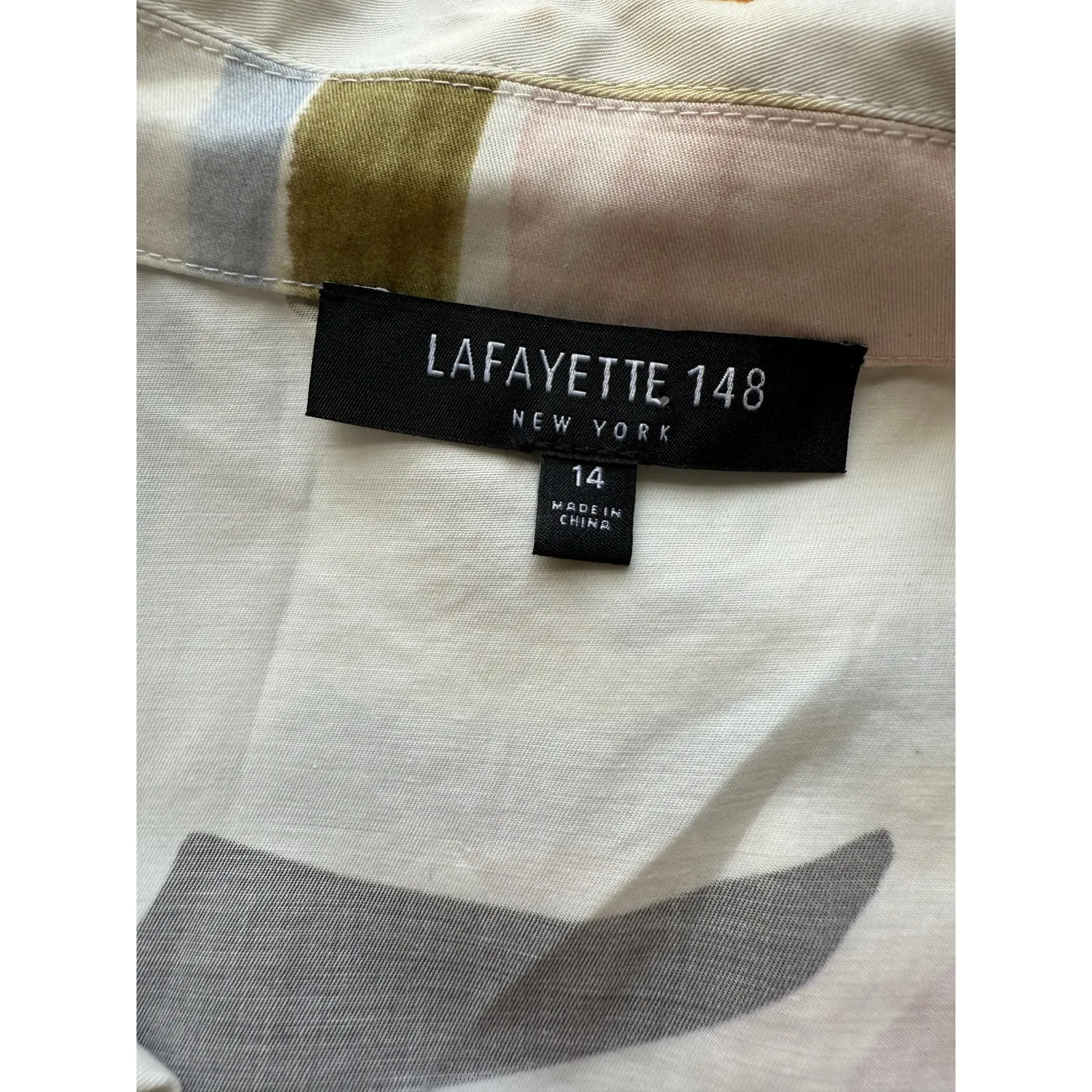 Lafayette 148 Ruby Lyrical Curves Shirt Dress in Cloud Multi Size 14 - Image 8