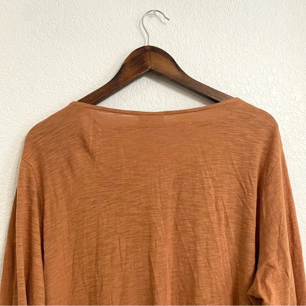 J Jill Womens Shirt Tunic Burnt Orange Embroidered Long Sleeve Size XL Tall - Image 4