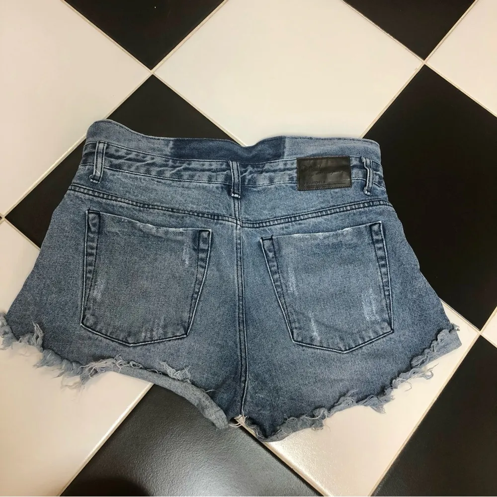 One Teaspoon Bandits Jean Shorts Raw Hem Relaxed Fit High Rise Twisted Cuff 29 - Image 9