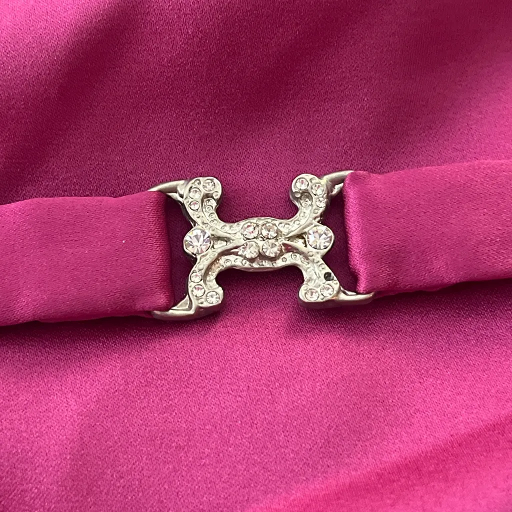 Vtg Y2K Michaelangelo Strapless Fit & Flare Dress Boning Tulle Lined Fuchsia 22 - Image 4