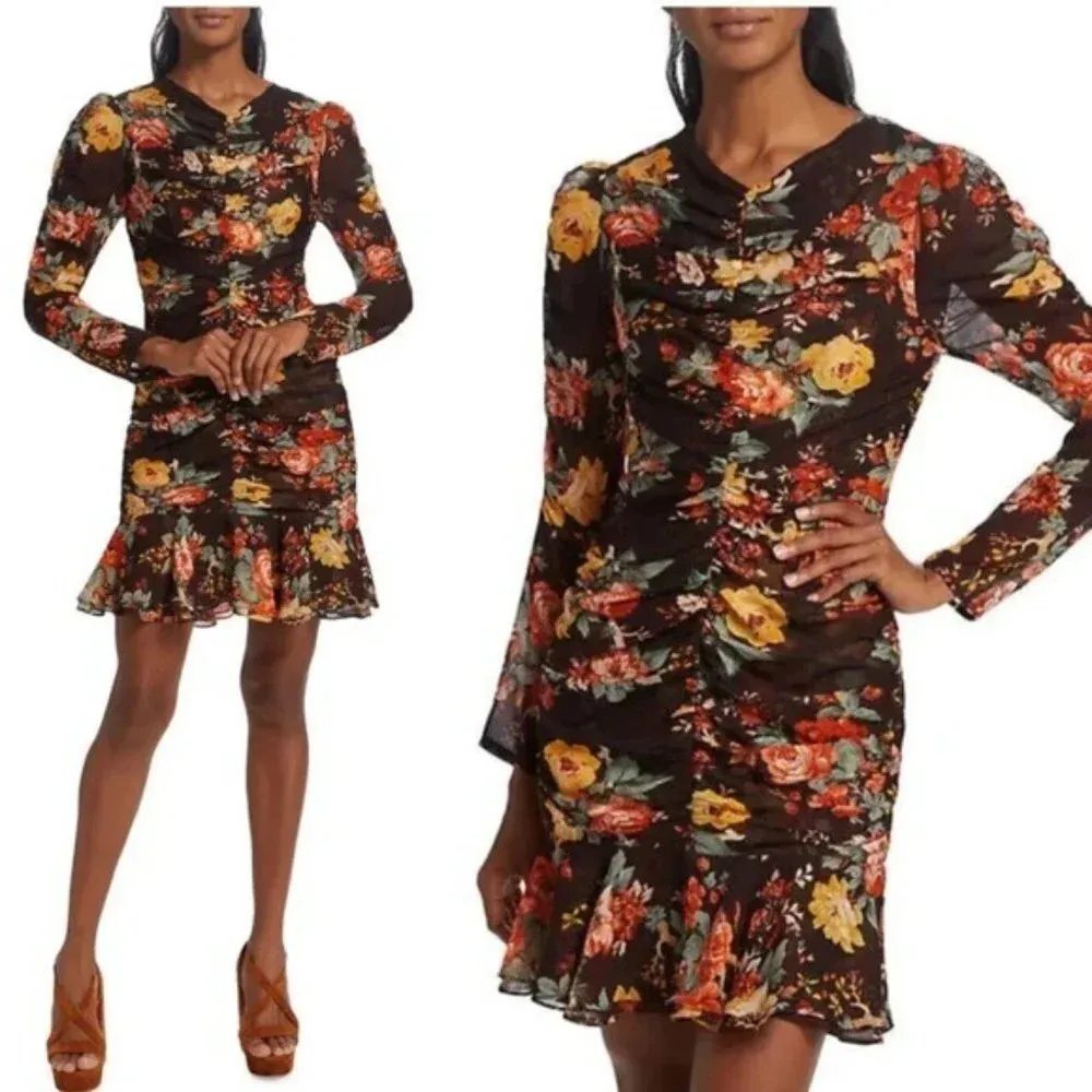 Veronica Beard Silk Hedera Floral Mini Dress Brown Size 14 NWT - Image 14