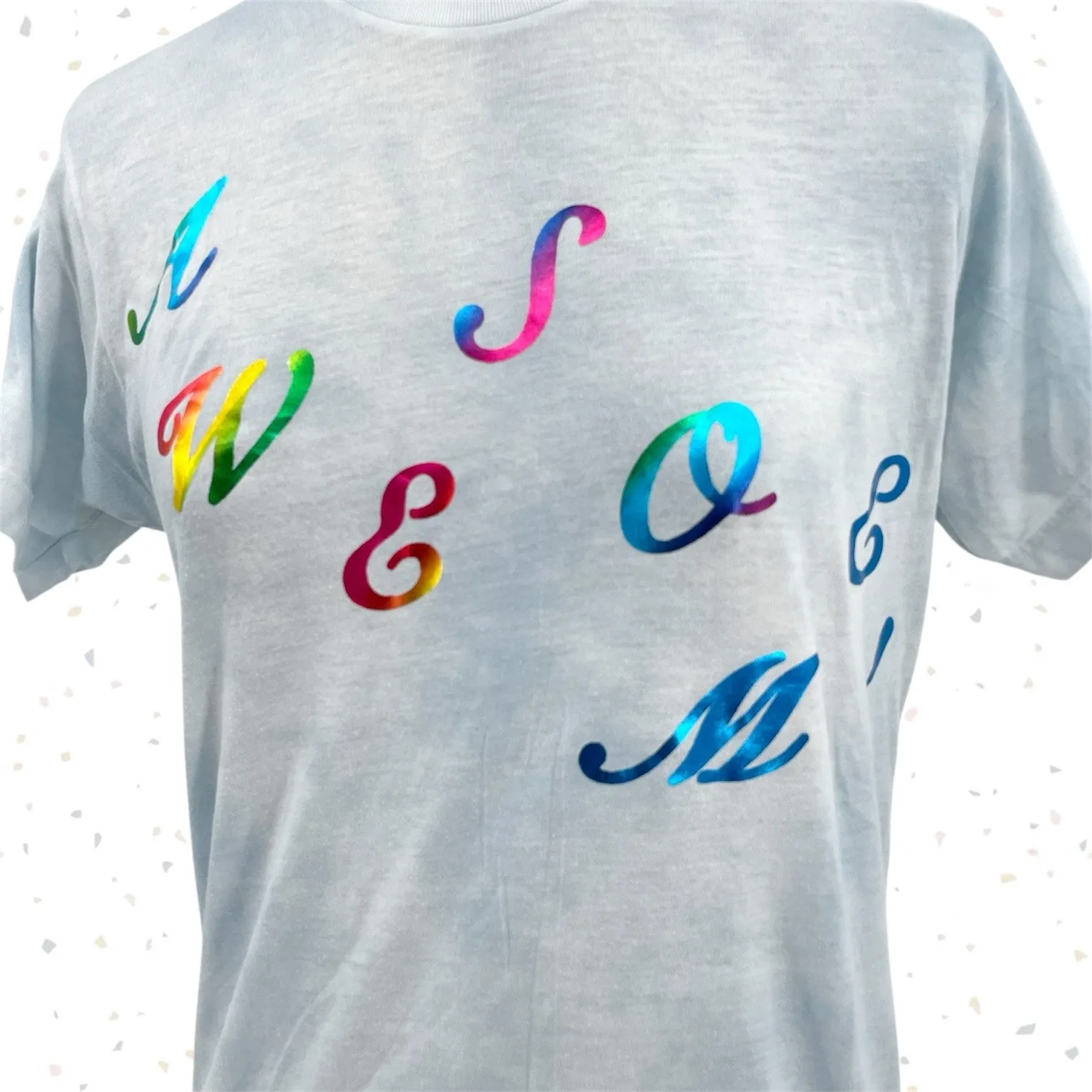 Taylor Swift Awesome! Short Sleeve Tee Lover Era Tie Dye Rainbow Foil Top Size S - Image 2
