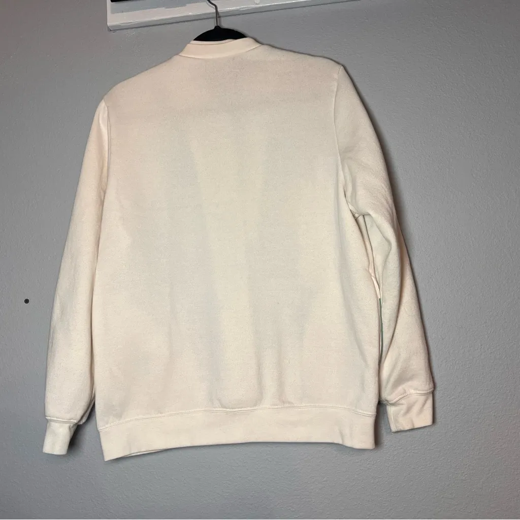 Blair Button Front Sweatshirt Cardigan Jacket Cream Green Pink Embroidered M - Image 7