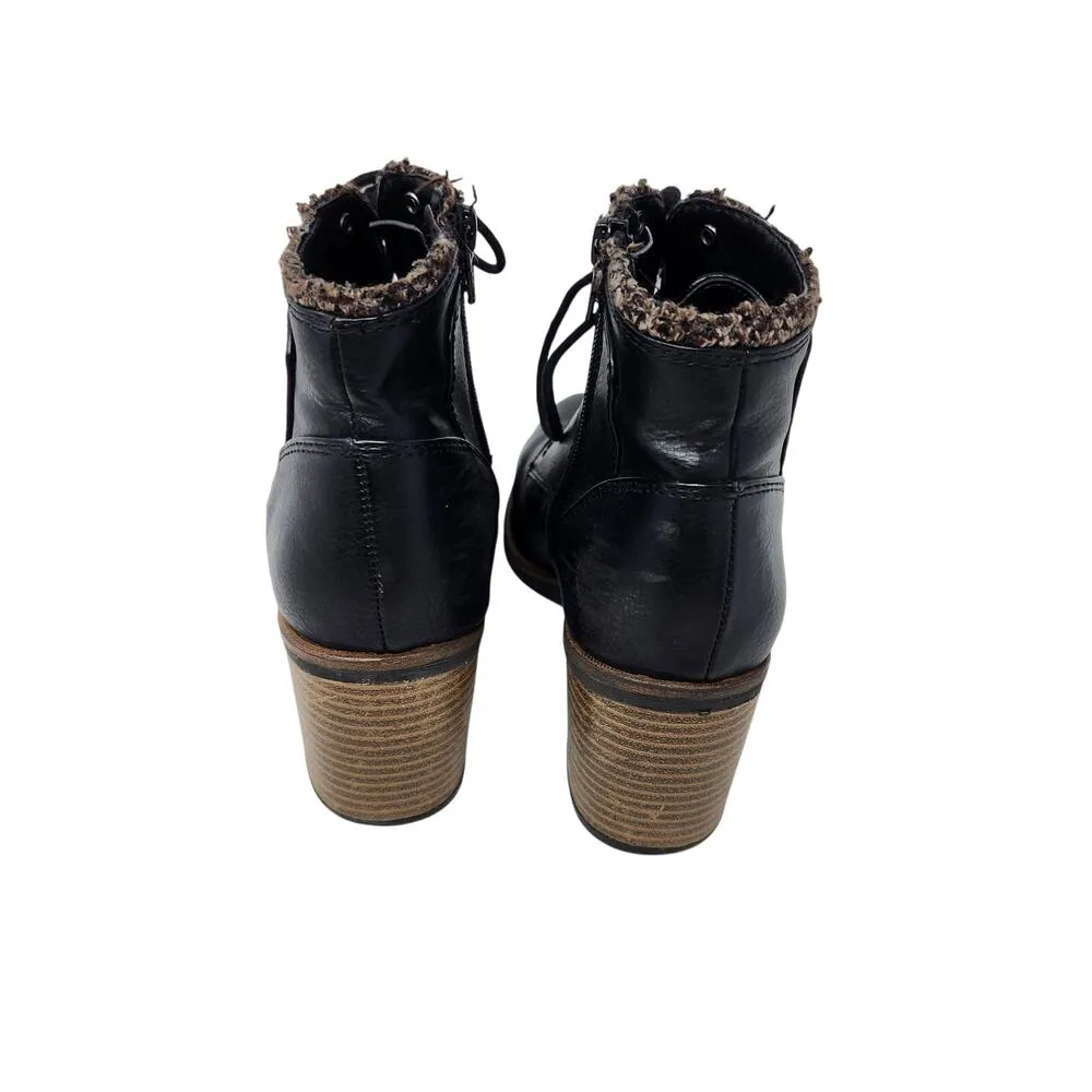 White Mountain Tumbled Delroy Booties Block Heels Lace Up Black Size 8.5 M - Image 4