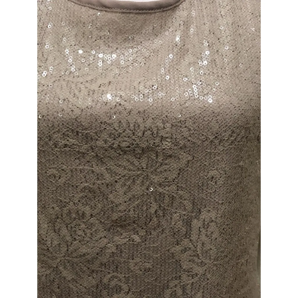 Studio-Y ~  Sleeveless Sequin Top ~ Key Hole Back Ties ~ Brown ~ Size Small - Image 2