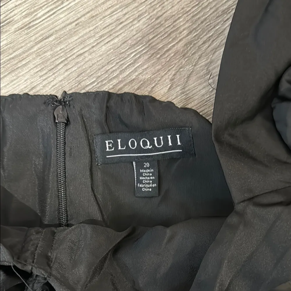 Eloquii pleated plus size black midi dress ruched draped square neck Sz 20 - Image 3