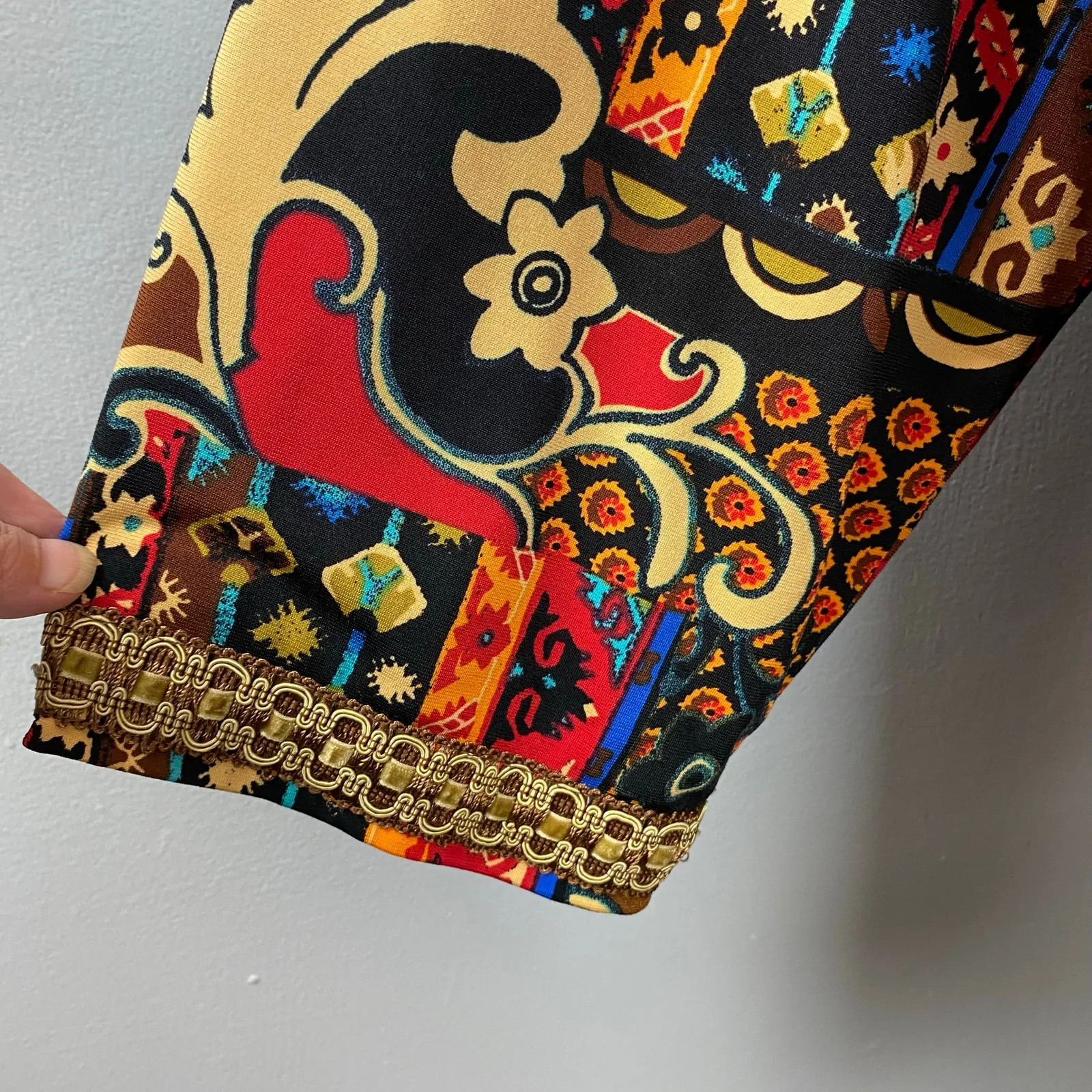 Vintage Joan Rivers Moroccan Flare Open Front Blazer Jacket Cardigan Artsy 1X Black Size XL - Image 3