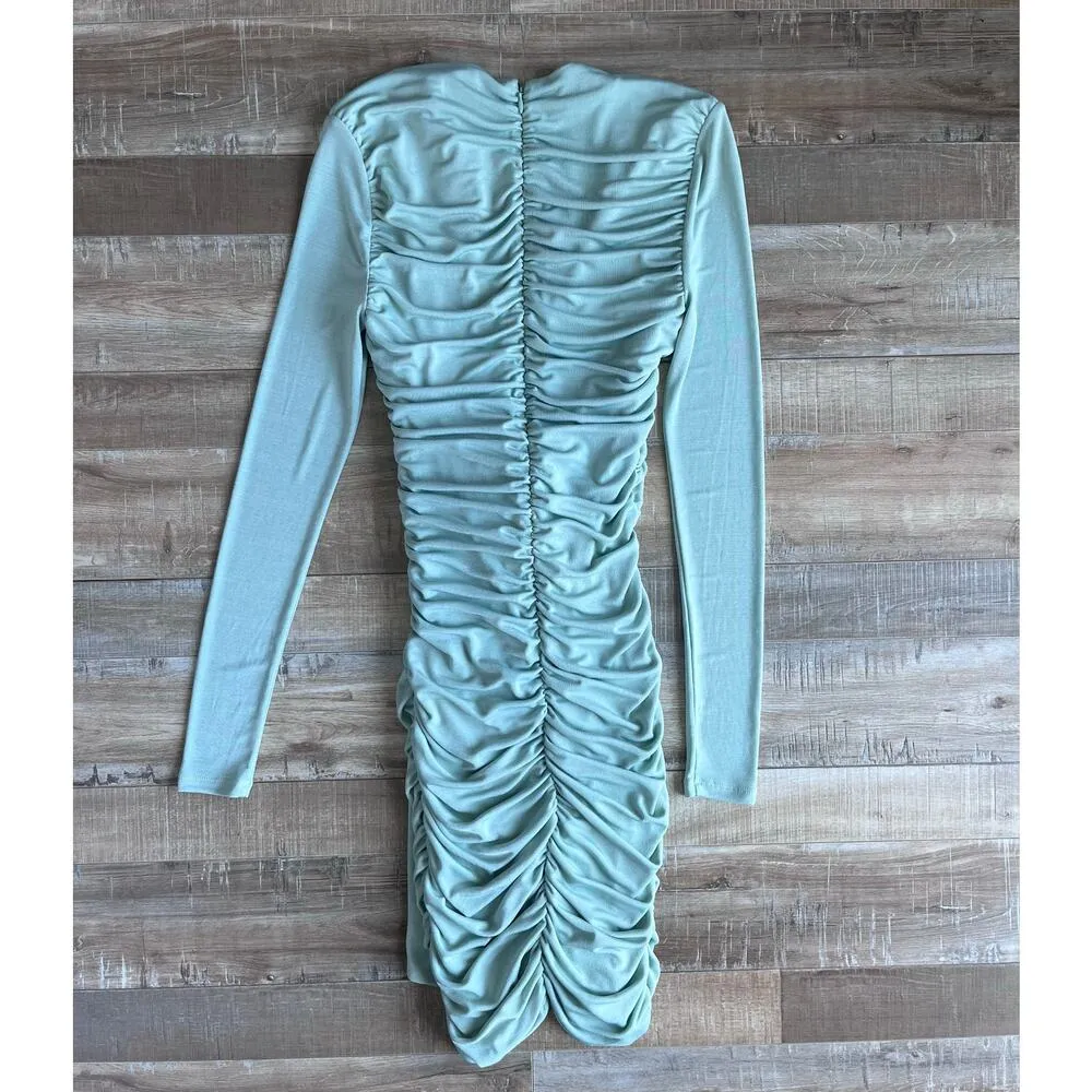 Misha Paola Plunge Dress in Sage Green Size 2 - Image 3