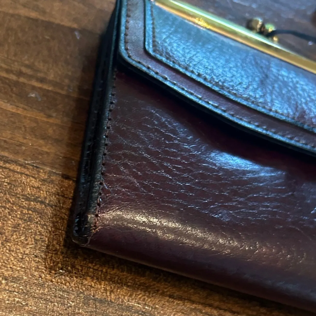 Vintage Bosca Old Leather Moda di Roma Wallet Coin Purse Hand Stained Hide 1970s Brown - Image 4