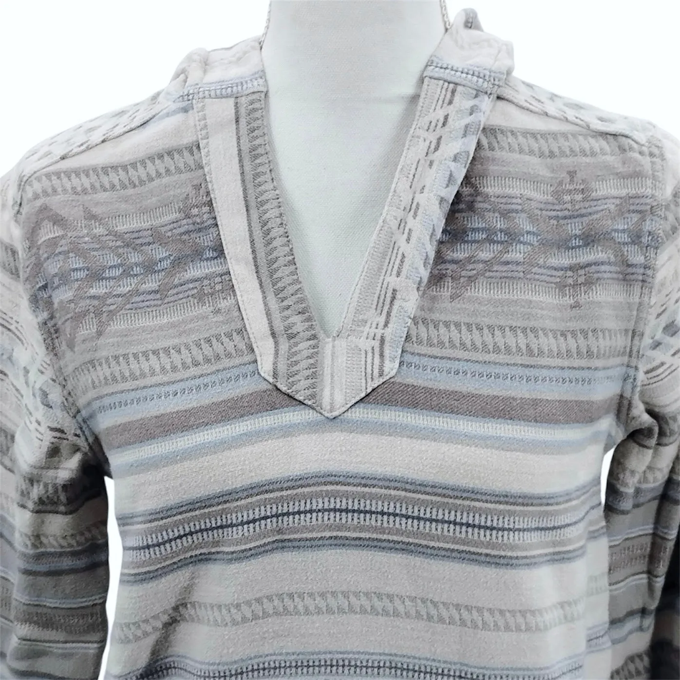 Faherty Baja Poncho Hoodie Sweater Aztec Southwestern Print Kangaroo Pocket XS - Image 2