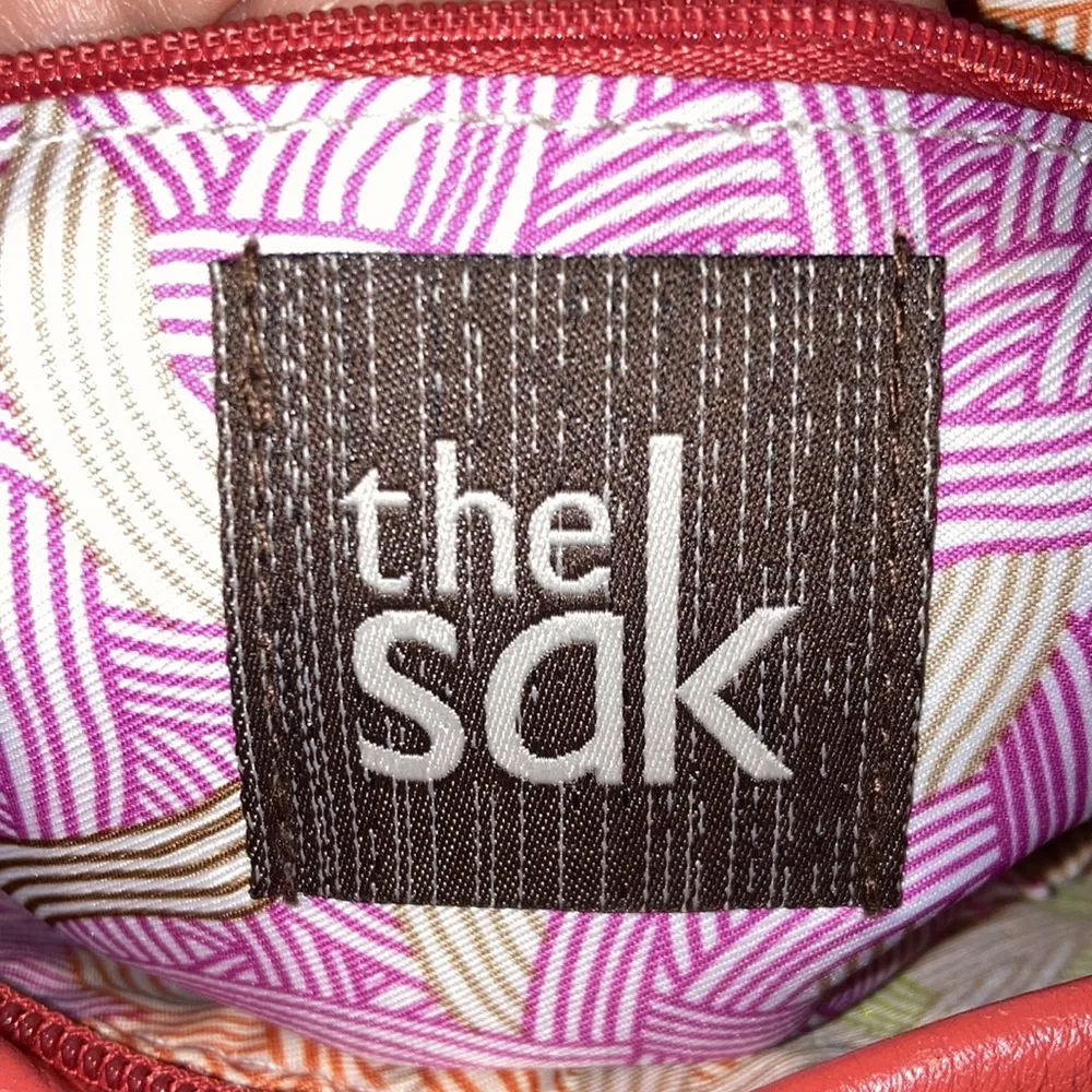 Salmon Pink Orange Leather  Crossbody Purse - Image 6