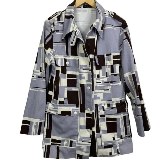 Vintage Hamnett Active London Made in Italy‎ Geo Print Jacket Size L Brown Size L - Image 2