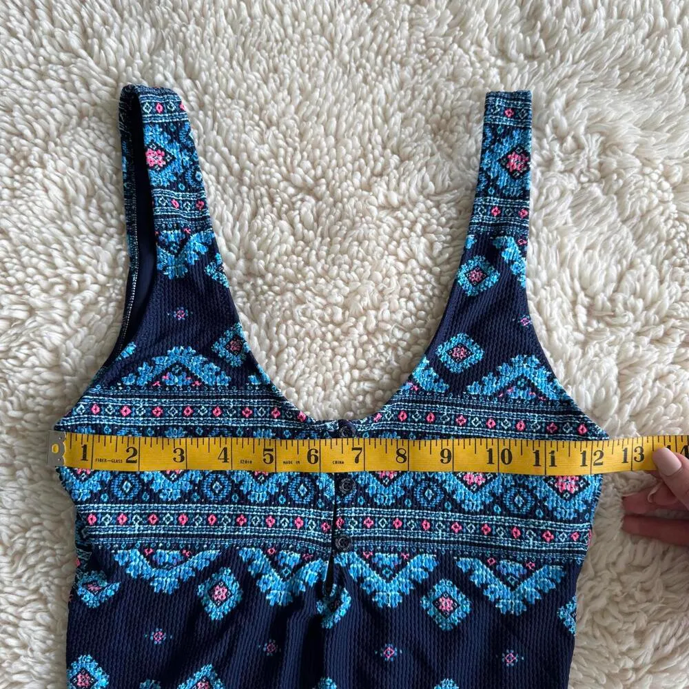 Aerie Navy Blue Patterned One-Piece Swimsuit - Size S - Image 6
