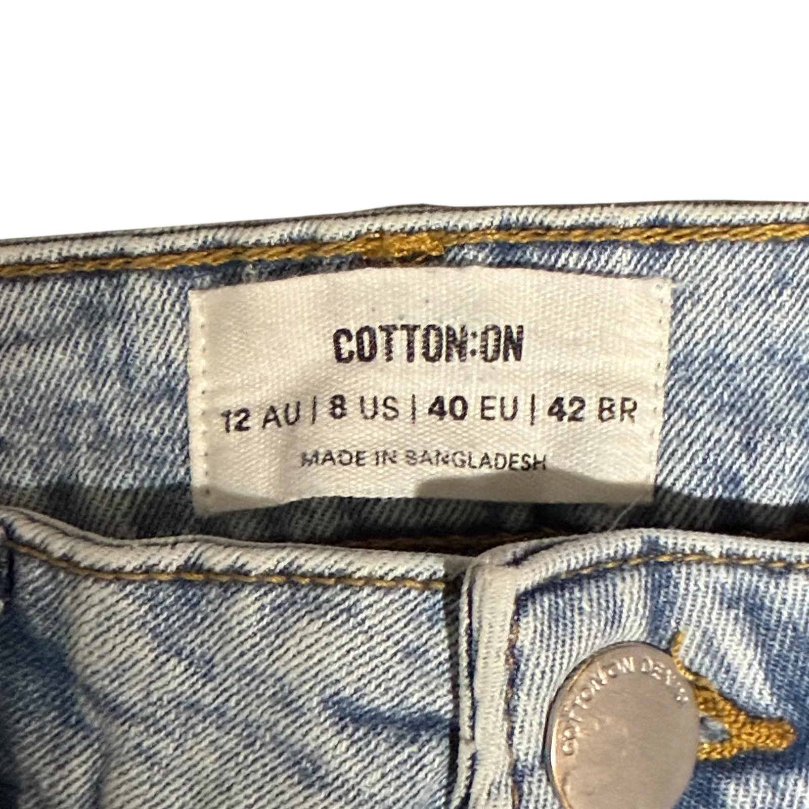 COTTON ON Stretch Mom Jean Light Wash Ripped Denim Pants Womens Size 8 - Image 4