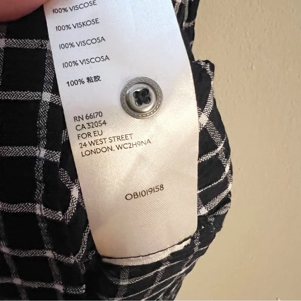 Anthropologie Maeve Sara Smocked Belted Tie-Waist Navy Plaid Shirt Dress XS - Image 7