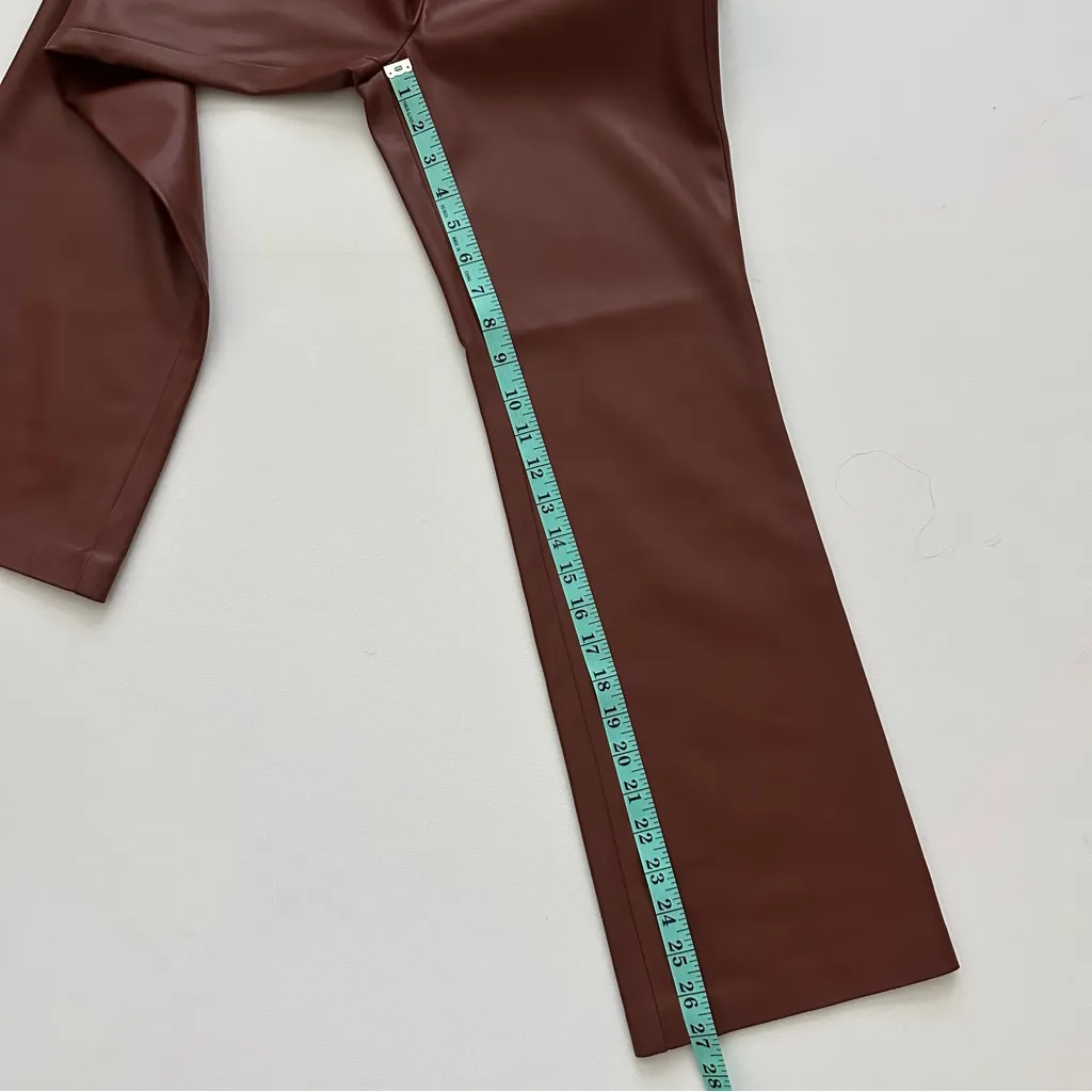 BlankNYC Vegan Leather Brown Flare Pants Size 27 - Image 5