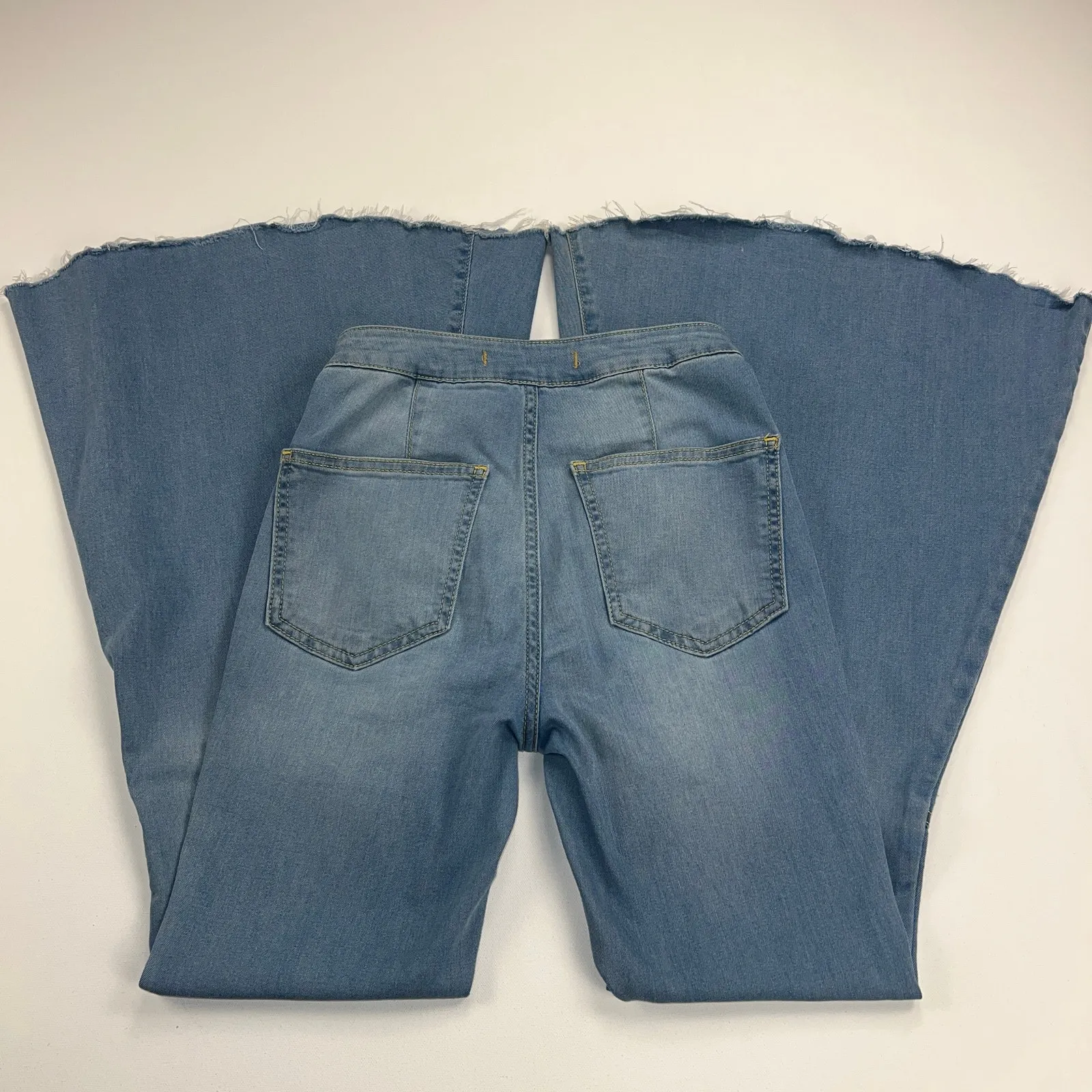 Free People Just Float On Super Flare Mid Rise Jeans Sea Mist Light Wash Size 24 - Image 7