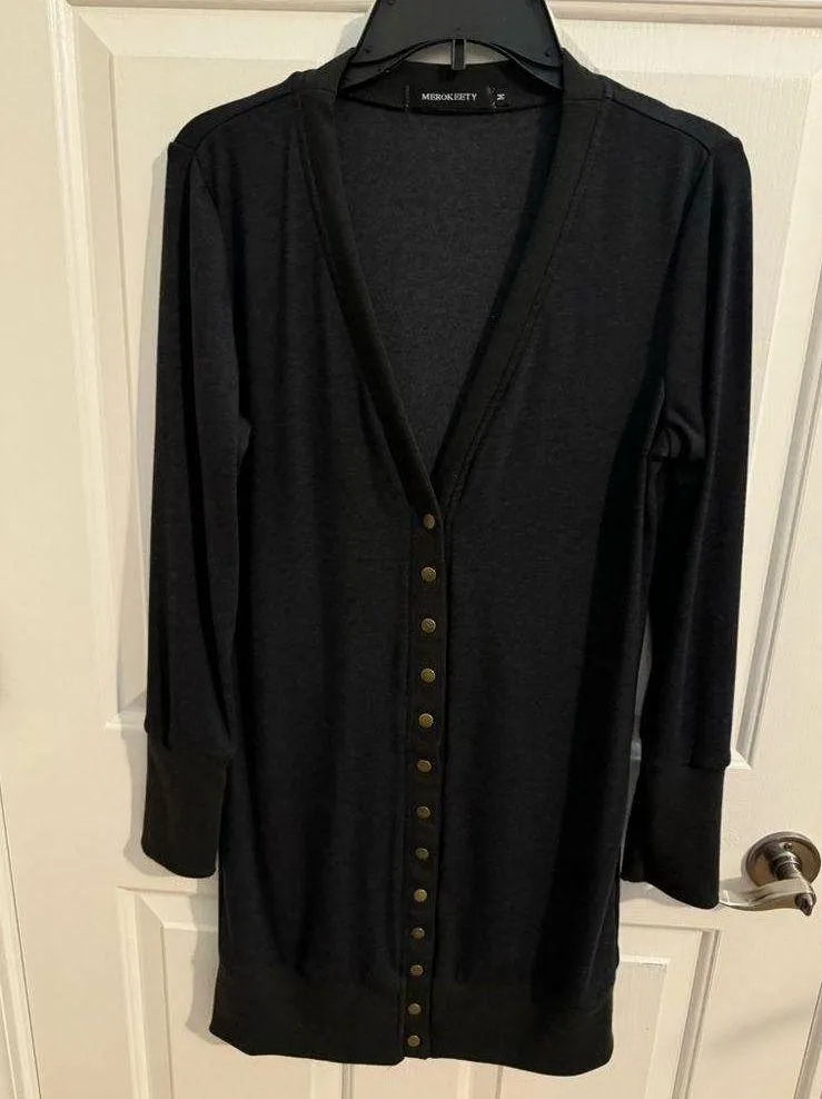 Merokeety  long sleeve snap button down ribbed cardigan - Image 3