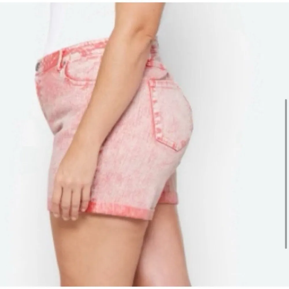 1822 Denim Women’s 14W High Rise Annabeth Roll Short Pink Stretch Summer - Image 3