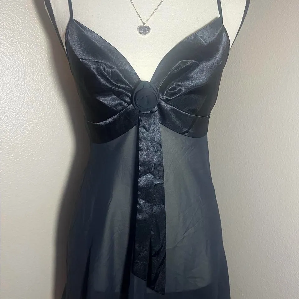 Vintage Victoria’s Secret babydoll Elegant Black Satin Slip Dress - Image 3