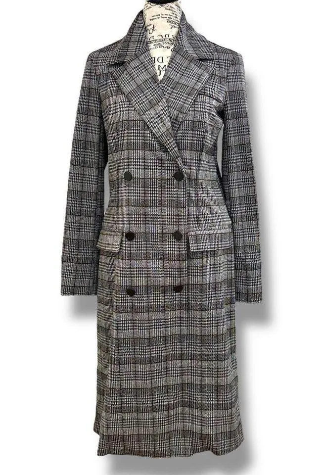 Revolve Michael Stars Size XS Gray Plaid Ponte Crombie Double Breast Jacket $288 - Image 2