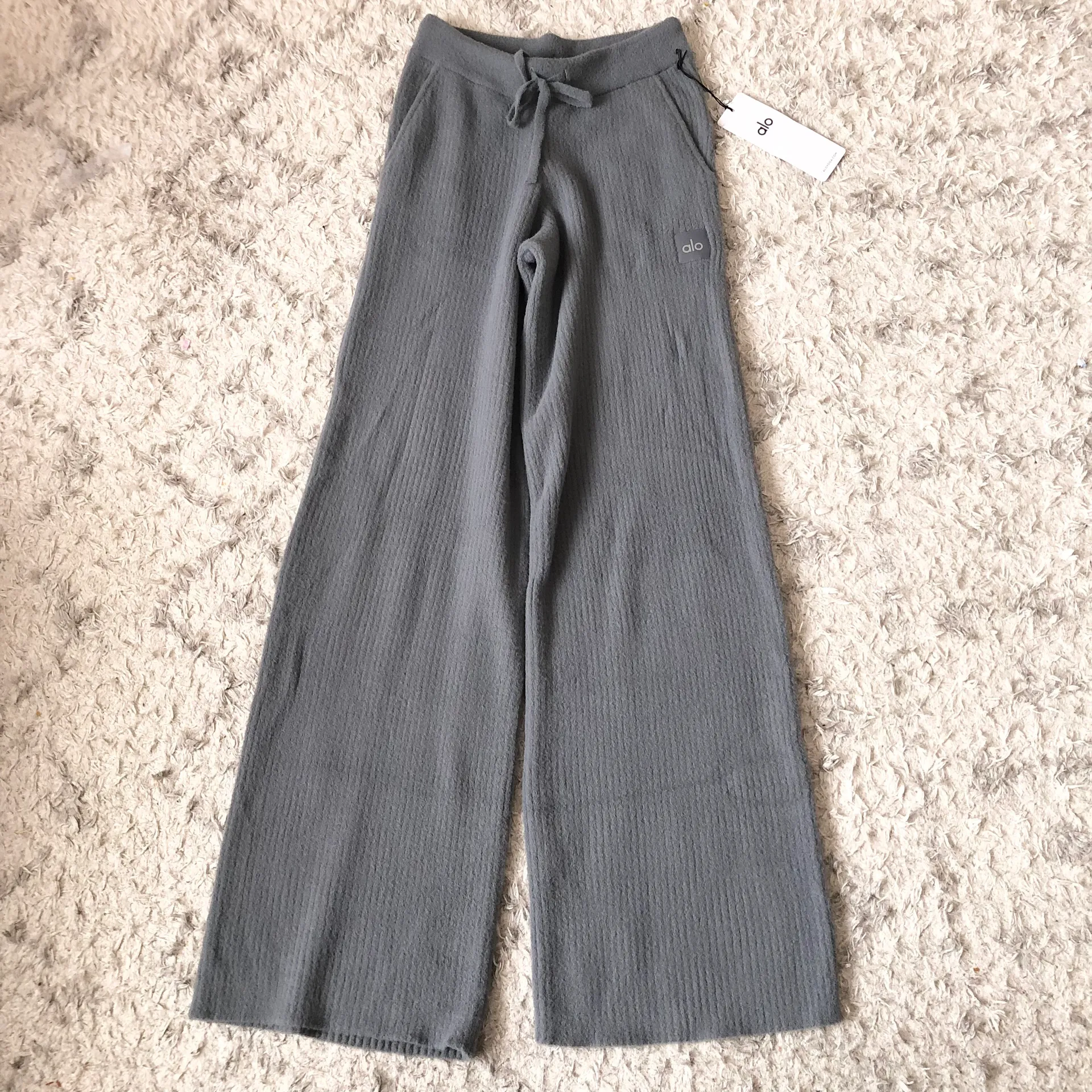 Snuggle Up Sweater High-Waist Wide Leg Pant Steel Grey XS - Image 7