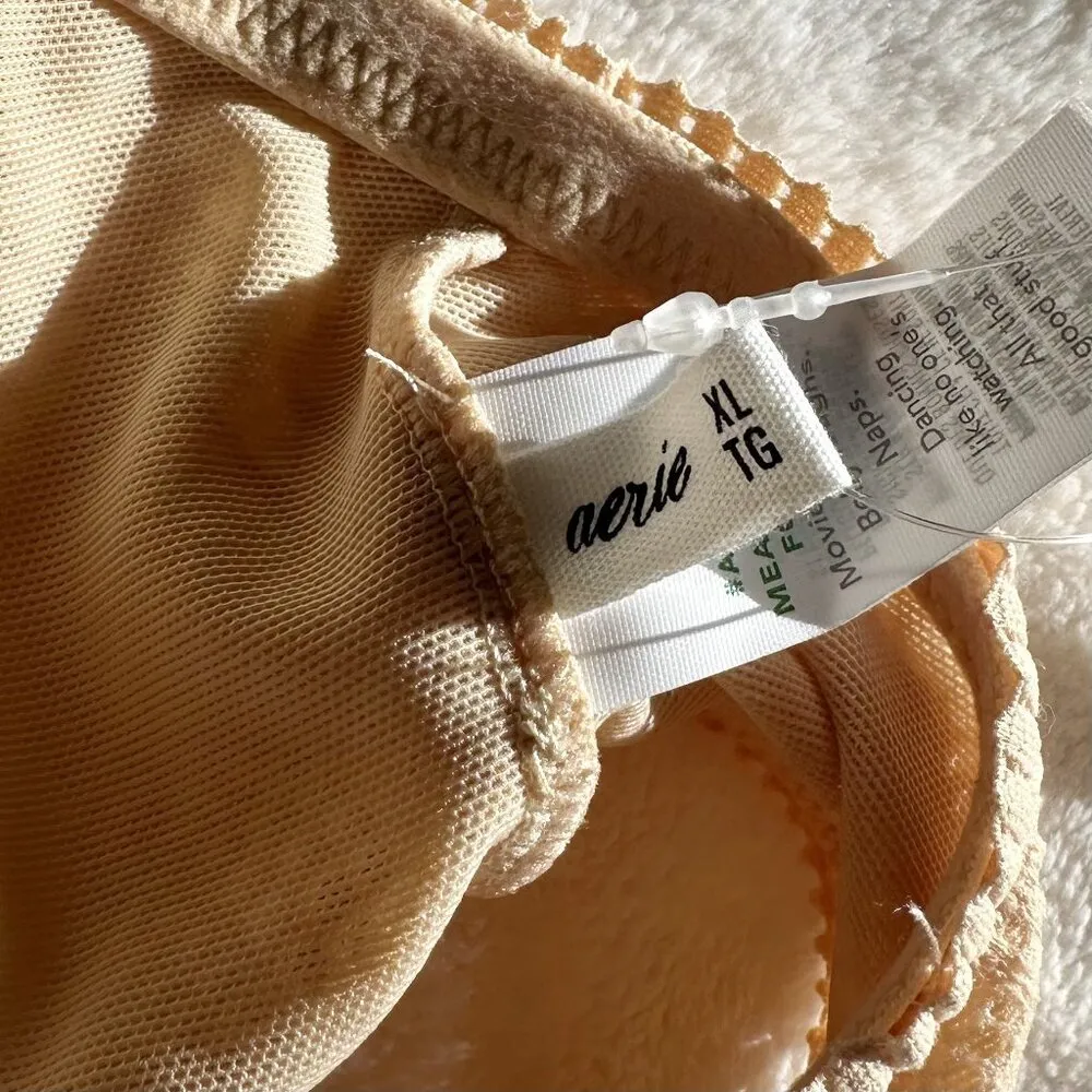 NWT Aerie Tan Cream Coral Lace Bandeau Bralette - Size: Extra Large - Image 3