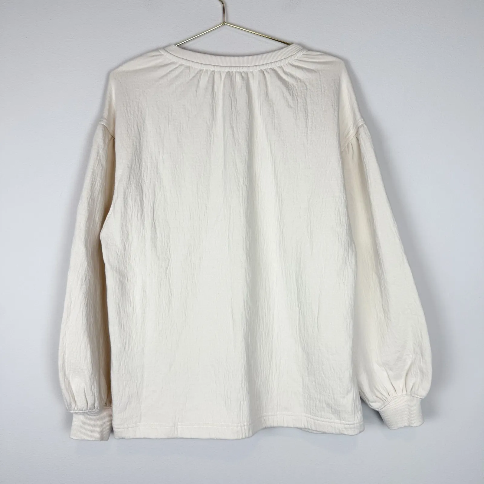 NWT Aerie Easy Street Sweatshirt Sz XXS Cream Textured Top Long Sleeve Pullover - Image 9