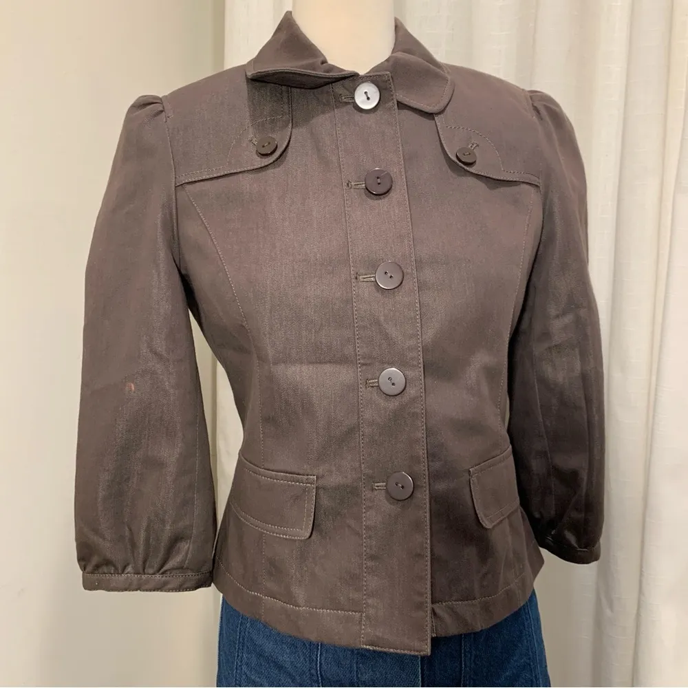 Y2K Brown Button Up 3/4 sleeve Blazer Size Small - Image 11
