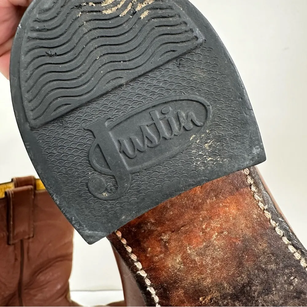 Justin Boots Women’s 7 D Brown Cowboy Cowgirl Leather Rodeo Western - Image 12